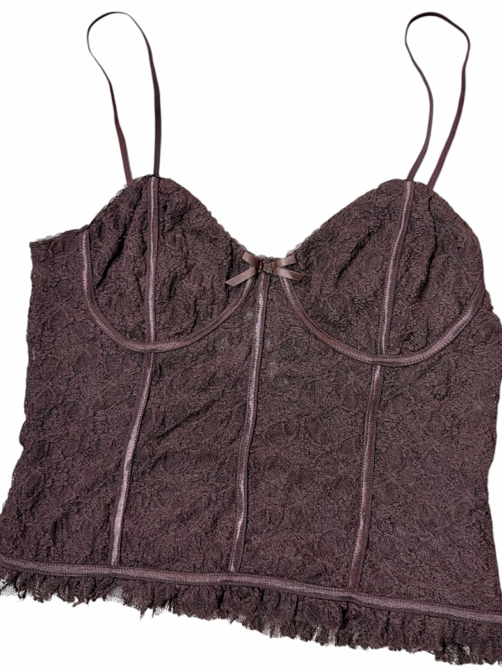 Lace Bustier Cami in Rich Chocolate Brown